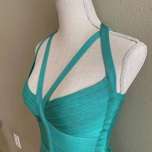 Herve Leger Aqua Bandage Dress Small